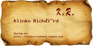 Klinko Richárd névjegykártya